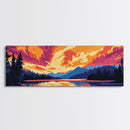 Forest Lake, Sunset Reflection, Framed Canvas Print, Cozy Cabin Decor, Vibrant Landscape, Fall Wall Art, Living Room Artwork, Nature Scene