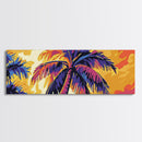 Tropical Palm Trees, Sunset Sky, Boho Wall Art, Framed Canvas Print, Beach House Decor, Vibrant Landscape, Coastal Artwork, Bedroom Art