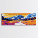 Mountain Valley, Snowy Peaks, Framed Canvas Print, Landscape Art, Home Office Decor, Nature Scene, Fall Artwork, Large Wall Art