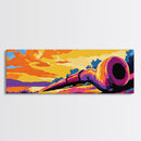 Ancient Horn, Fantasy Art, Framed Canvas Print, Surreal Landscape, Mystical Decor, Vibrant Wall Art, Gift Idea, Bohemian Artwork