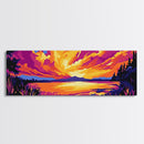 Lake Sunset, Vibrant Reflection, Framed Canvas Print, Cabin Wall Art, Fall Landscape, Cozy Home Decor, Boho Artwork, Large Wall Art