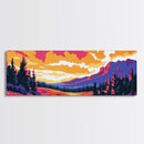 Mountain Sunset, Forest View, Framed Canvas Print, Cozy Cabin Decor, Vibrant Landscape Art, Fall Wall Art, Living Room Art, Rustic Home