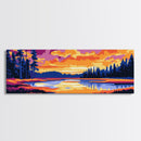Lake Reflection, Colorful Trees, Sunset Water Scene, Nature Art, Canvas Print, Cabin Decor, Living Room Wall Art, Autumn Inspired Art