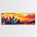 Desert Cactus, Sunset Glow, Framed Canvas Print, Boho Wall Art, Southwest Home Decor, Vibrant Nature Art, Rustic Landscape, Living Room Art