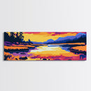 Sunset River, Autumn Landscape, Colorful Nature, Framed Canvas Print, Living Room Wall Art, Rustic Decor, Cabin Wall Hanging, Vibrant Art