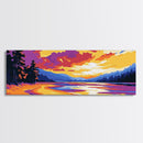 Mountain Reflection, Bold Colors, Nature Painting, Framed Canvas Print, Living Room Wall Art, Boho Home Decor, Gift Idea, Autumn Aesthetic