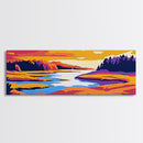 River Valley, Serene Water, Colorful Sunset, Framed Canvas Print, Nature Wall Art, Home Office Decor, Country Landscape, Fall Aesthetic