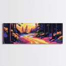 Forest Path, Scenic River, Golden Sunset, Framed Canvas Print, Rustic Home Decor, Nature Landscape Art, Cozy Cabin Decor, Fall Aesthetic