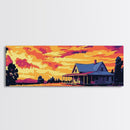 Farmhouse Landscape, Country Living, Rural Sunset, Framed Canvas Print, Rustic Wall Art, Home Office Decor, Cozy Fall Aesthetic, Warm Colors