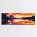 Mountain Lake, Scenic Reflection, Serene Nature, Vibrant Sunset, Framed Canvas Print, Relaxing Wall Art, Home Office Decor, Zen Art