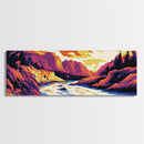 River Valley, Sunset Landscape, Vibrant Wall Art, Framed Canvas Print, Living Room Decor, Nature Scene, Western Art, Boho Style