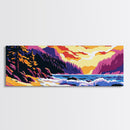 Ocean Waves, Coastal Scene, Vibrant Seascape, Canvas Print, Beach House Decor, Living Room Wall Art, Nature Artwork, Sunset Painting