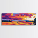 Rolling Fields, Golden Landscape, Sunset Art, Canvas Print, Country Home Decor, Farmhouse Wall Art, Warm Autumn Painting, Vibrant Sky