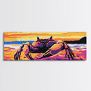 Sunset Crab, Coastal Art, Beach Decor, Framed Canvas Print, Vibrant Ocean Wall Art, Colorful Marine Life, Nautical Living Room Art