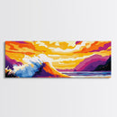 Ocean Wave, Sunset Beach, Vibrant Coastal Art, Canvas Print, Tropical Seascape Painting, Nautical Living Room Art, Surfing Wall Decor