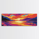 Lake Sunset, Nature Art, Scenic Wall Art, Framed Canvas Print, Vibrant Waterscape Painting, Colorful Living Room Art, Modern Coastal Decor