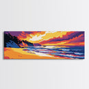 Coastal Serenity, Tropical Beach, Sunset Seascape, Framed Canvas Print, Ocean Horizon Art, Vibrant Nautical Decor, Modern Living Room Art