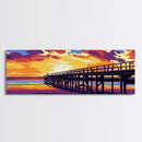 Sunset Pier, Beach Wall Art, Coastal Decor, Vibrant Seascape, Framed Canvas Print, Modern Home Art, Large Landscape, Ocean Sunset