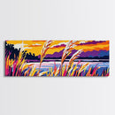 Golden Wheat Field, Sunset Grassland, Vibrant Nature, Abstract Landscape, Framed Canvas Print, Kitchen Wall Art, Modern Farmhouse