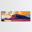 Desert Plateau, Mountain View, Vibrant Landscape, Bold Nature Scene, Framed Canvas Print, Southwestern Decor, Living Room Wall Art