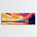 Sunset Reflection, Golden Lake, Tranquil Water, Vibrant Sky, Framed Canvas Print, Living Room Decor, Colorful Nature, Serene Art