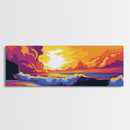 Ocean Sunset, Rolling Waves, Bold Seascape, Vibrant Colors, Framed Canvas Print, Beach House Decor, Tranquil View, Nautical Theme