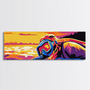 Scuba Mask, Ocean, Sunset, Framed Canvas Print, Diving Wall Art, Beach House Decor, Ocean Adventure Painting, Modern Home Decor