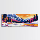 Alpine Valley, Winter, Snow, Framed Canvas Print, Mountain Landscape, Nature Lover Gift, Scenic Winter Painting, Christmas Wall Art