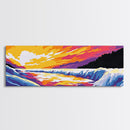 River Sunset, Cascading Water, Canvas Print, Waterfall Wall Art, Nature Inspired Painting, Colorful Landscape Art, Living Room Decor