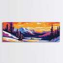Winter Wonderland, Snowy Mountains, Sunset, Framed Canvas Print, Scenic Landscape Art, Cozy Christmas Decor, Nature Inspired Artwork