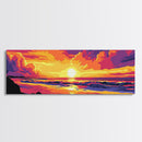 Beach Sunset, Tropical Wall Art, Coastal Landscape, Ocean View, Canvas Print, Bold Colors, Serene Living Room Decor, Summer Escape