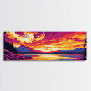 Sunset Lake, Mountain Reflection, Nature Art, Framed Canvas Print, Vibrant Wall Art, Fall Home Decor, Living Room Painting, Gift Idea