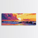 Ocean Sunset, Colorful Waves, Coastal Scene, Framed Canvas Print, Beach House Art, Tropical Vibes, Living Room Decor, Gift Idea
