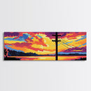 Sunset Wires, telephone pole, urban landscape, rustic decor, colorful wall art, Living Room Wall Art, Canvas Print, Framed Canvas Print