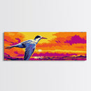 Seagull Flight, sunset bird, coastal decor, ocean lover gift, nature wall art, Beach House Wall Art, Canvas Print, Framed Canvas Print
