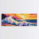 Sea Foam, crashing waves, ocean energy, vibrant beach scene, tropical paradise, Coastal Home Decor, Canvas Print, Framed Canvas Print