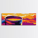 Coffee Mug Sunset, Warm Tones Wall Art, Rustic Kitchen Art, Cozy Coffee Lover Gift, Framed Canvas Print, Autumn Home Decor