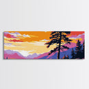 Lone Pine Tree, Mountain Sunset Art, Tranquil Nature Scene, Rustic Lodge Wall Art, Framed Canvas Print, Cozy Cabin Decor