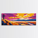 Golden Field Horizon, Scenic Countryside Art, Vibrant Sunset Landscape, Rustic Fall Decor, Framed Canvas Print, Cozy Home Wall Art