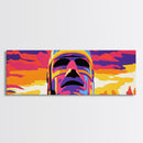 Warrior Mask, Bold Cultural Art, Tribal Abstract Print, Unique Statement Decor, Framed Canvas Print, Modern Eclectic Wall Art