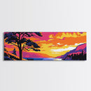Lakeside Sunset, Scenic View, Tranquil Nature, Framed Canvas Print, Relaxing Landscape, Living Room Decor, Sunset Wall Art