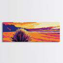 Desert Scene, Wild Grass, Vibrant Sky, Framed Canvas Print, Southwest Wall Art, Boho Decor, Minimalist Landscape, Warm Tones