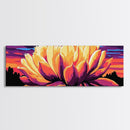Blooming Lotus, Floral Wall Art, Vibrant Nature, Zen Home Decor, Framed Canvas Print, Botanical Painting, Yoga Room Art, Modern Style