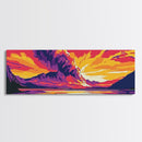 Erupting Mountain, Fire Sky, Canvas Print, Dramatic Landscape Art, Intense Wall Art, Adventure Decor, Large Artwork, Office Wall Art