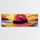 Beach Hat, Coastal Sunset, Canvas Print, Vibrant Seascape Art, Boho Wall Decor, Summer Vibes, Warm Home Decor, Bedroom Wall Art