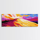 Majestic Peak, Sunset Glow, Vibrant Landscape, Canvas Print, Colorful Adventure Art, Bedroom Wall Decor, Wanderlust Mountain Scene