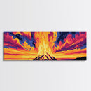 Sunset Flames, Majestic Campfire, Vibrant Night Sky, Framed Canvas Print, Cozy Rustic Wall Art, Cabin Retreat, Autumn Home Decor
