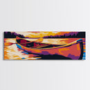 Canoe Journey, Sunset Waters, Relaxing Nature Scene, Canvas Print, Cozy Lodge Wall Art, Rustic Decor, Peaceful Lakehouse Art