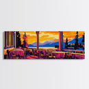 Lakeside, Patio, Sunset, Framed Canvas Print, Vibrant Landscape Art, Dining Room Art, Cozy Decor, Warm Tones, Rustic Autumn Wall Art