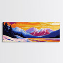 Snowy, Mountains, Lake, Framed Canvas Print, Winter Landscape Art, Nature Wall Art, Cabin Decor, Holiday Artwork, Serene Christmas Art